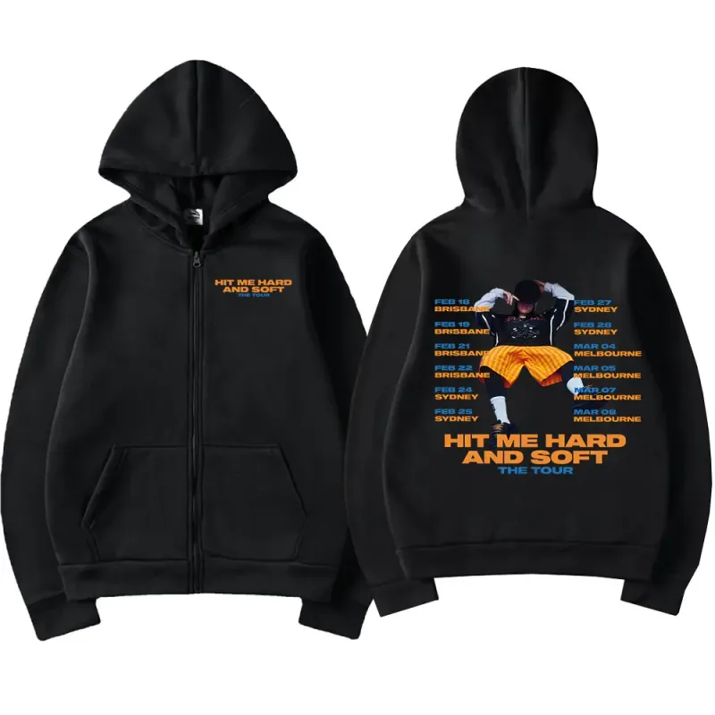 Hit Me Hard and Soft 2025 Tour Zipper Hoodies Fans Gift Men Women Clothing Pullovers Fashion Hip Hop Zip Up Sweatshirts Jackets
