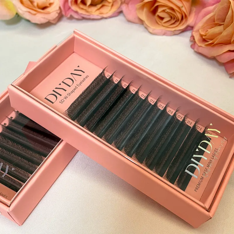 W Shape Eyelashes Extensions W Shaped Bloom 3d 4d 5d 6d 7d 8d Eye Lashes Természetes puha, előre elkészített legyezős szempillahosszabbítások — image 3
