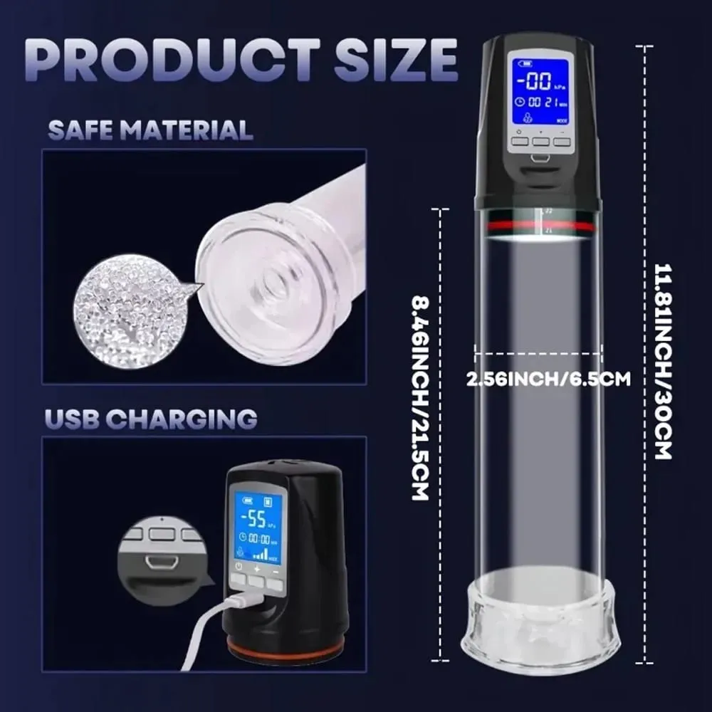LED Automatic Penis Pump Suction Vacuum Male Masturbation Penis Extender Dick Erection Enhancement Trainer Adult Sex Toy For Men