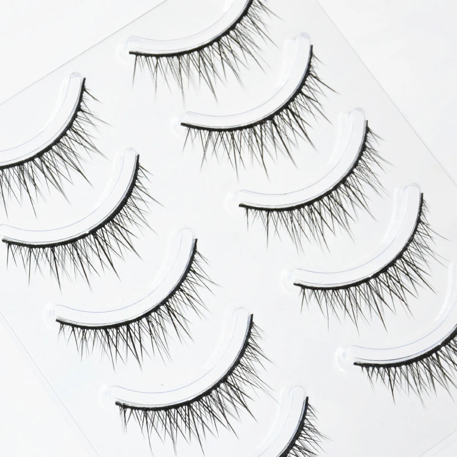 5 Pairs Korean Style Baby Straight Lashes Hard Band False Eyelashes Natural Fish Tail Design Fo Cosplay Daily Eye Lash Makeup — image 2
