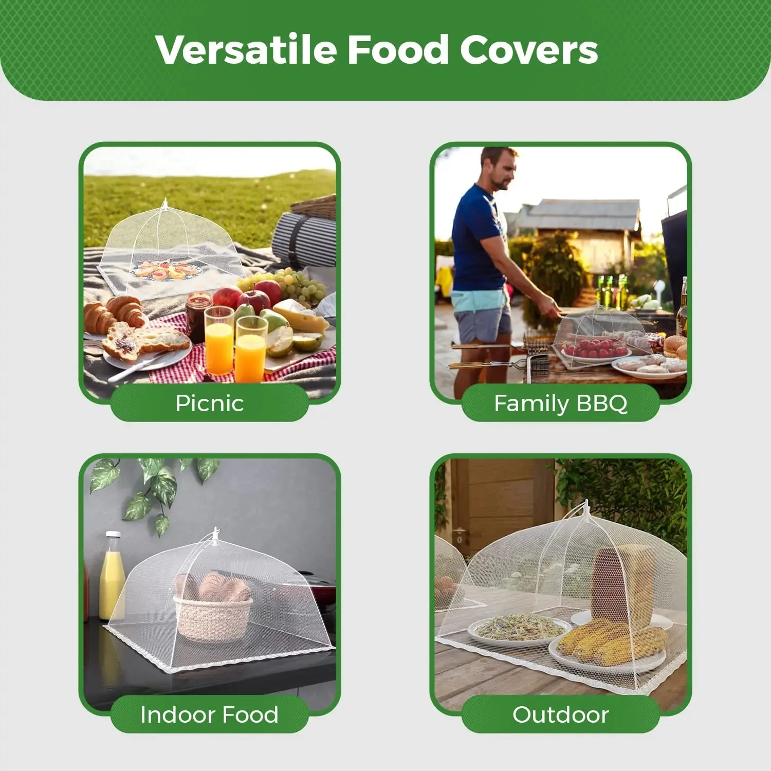Large pop-up white mesh food cover tent - foldable and washable suitable for outdoor picnics barbecues and parties