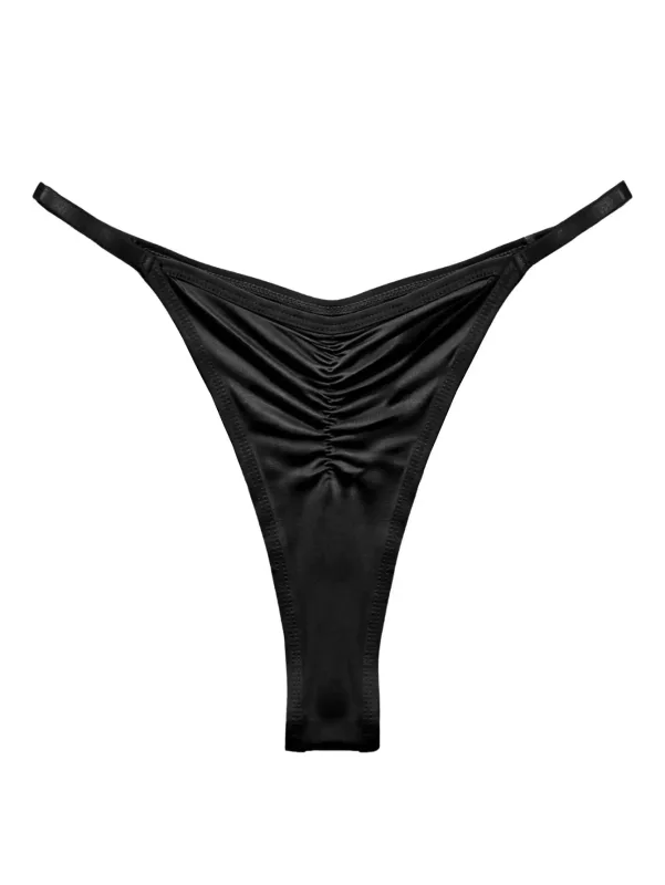 Tanga franzida com fenda alta masculina, roupa íntima masculina casual e sedosa, ultra sexy e respirável, 1 peça