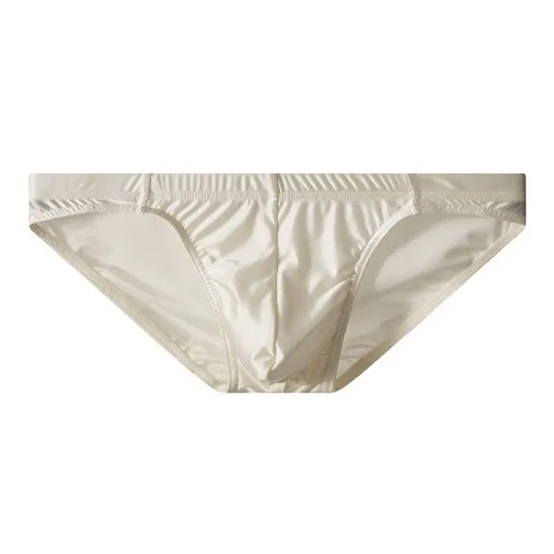 Comfortable Low Waist Men Thin Panties Male Lingerie Simple Men's Underwear Underpants Satin Silk Briefs Gifts — image 3
