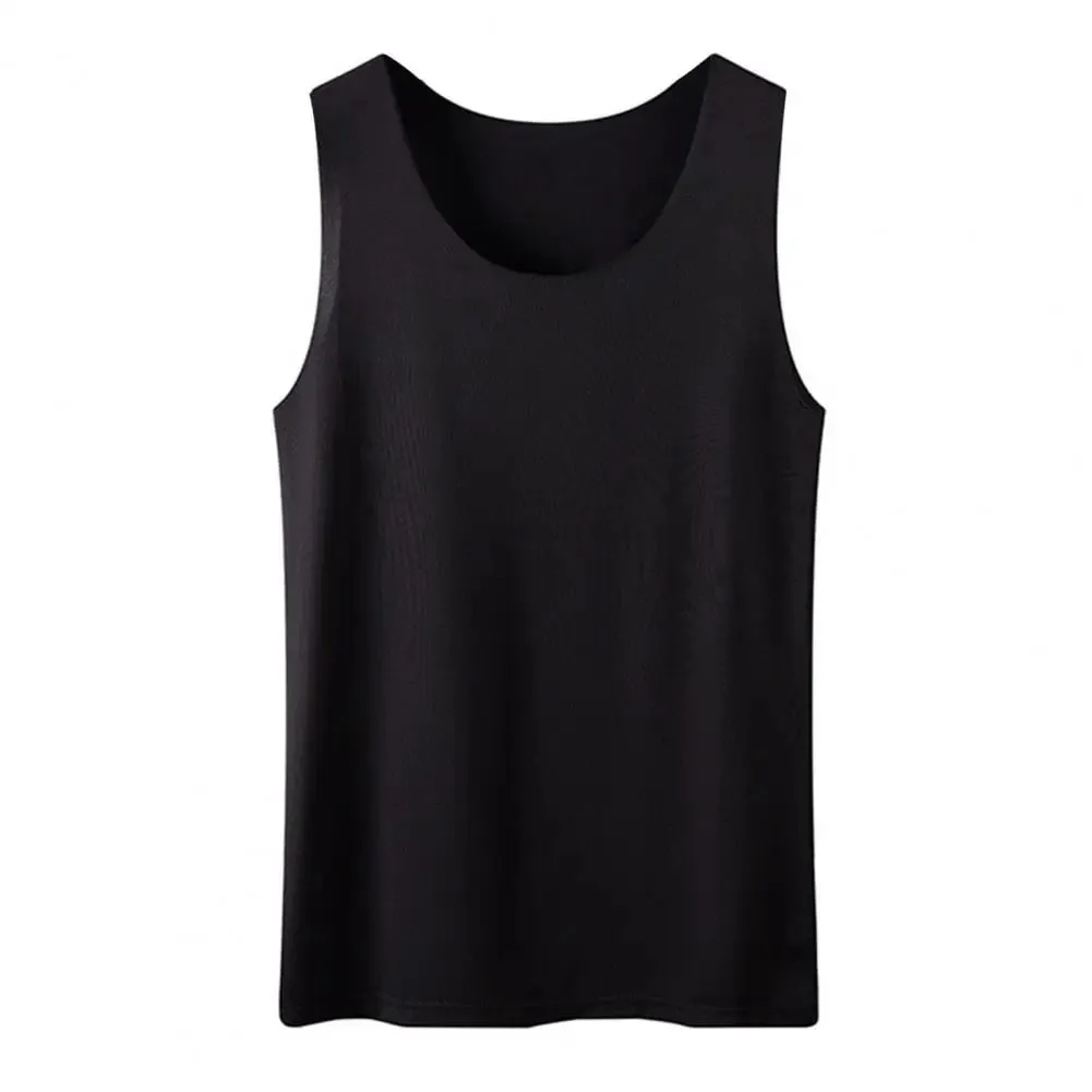 Women Bottoming Vest Ice Silk Seamless Sleeveless Pure Color Plus Size Stretchy Round Neck Dry Dry Cooling Camisole Basic Top 80