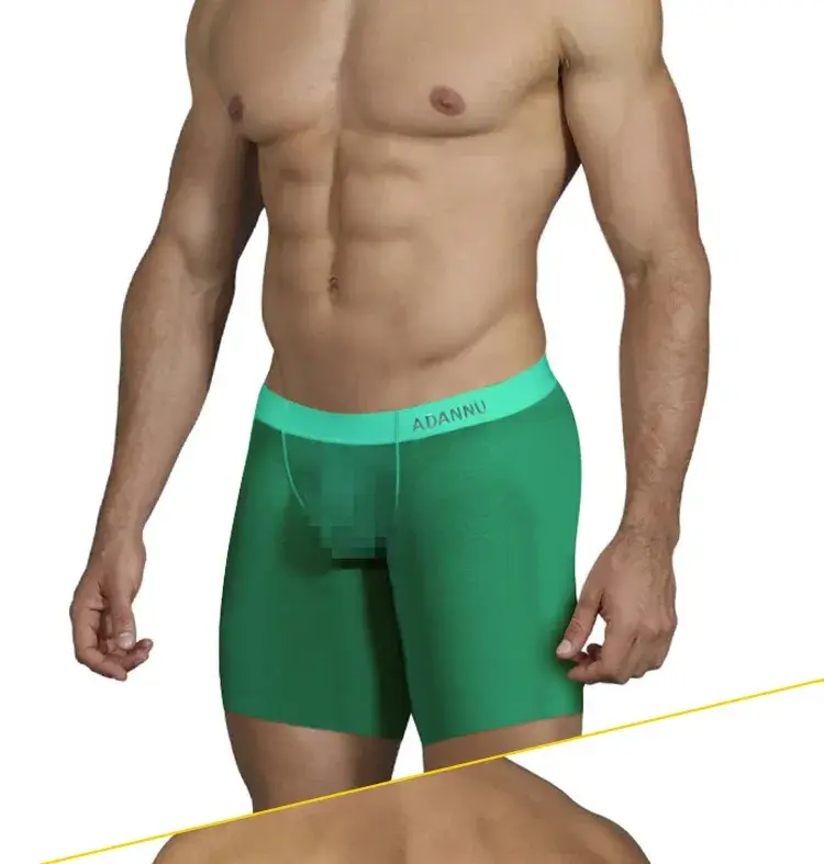 0,01 mm Ultratunna Herrunderkläder Långa boxershorts Cooling Ice Silk Transparent Gym Fitness kalsonger Seamless Mesh Slips — image 8