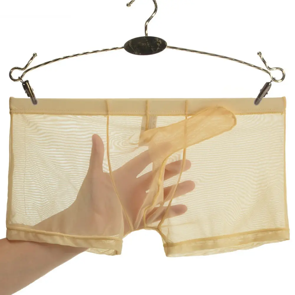 Biancheria intima leggera trasparente da uomo sexy in rete trasparente trasparente con boxer traspiranti, mutandine boxer maschili con separazione di proiettili — image 10