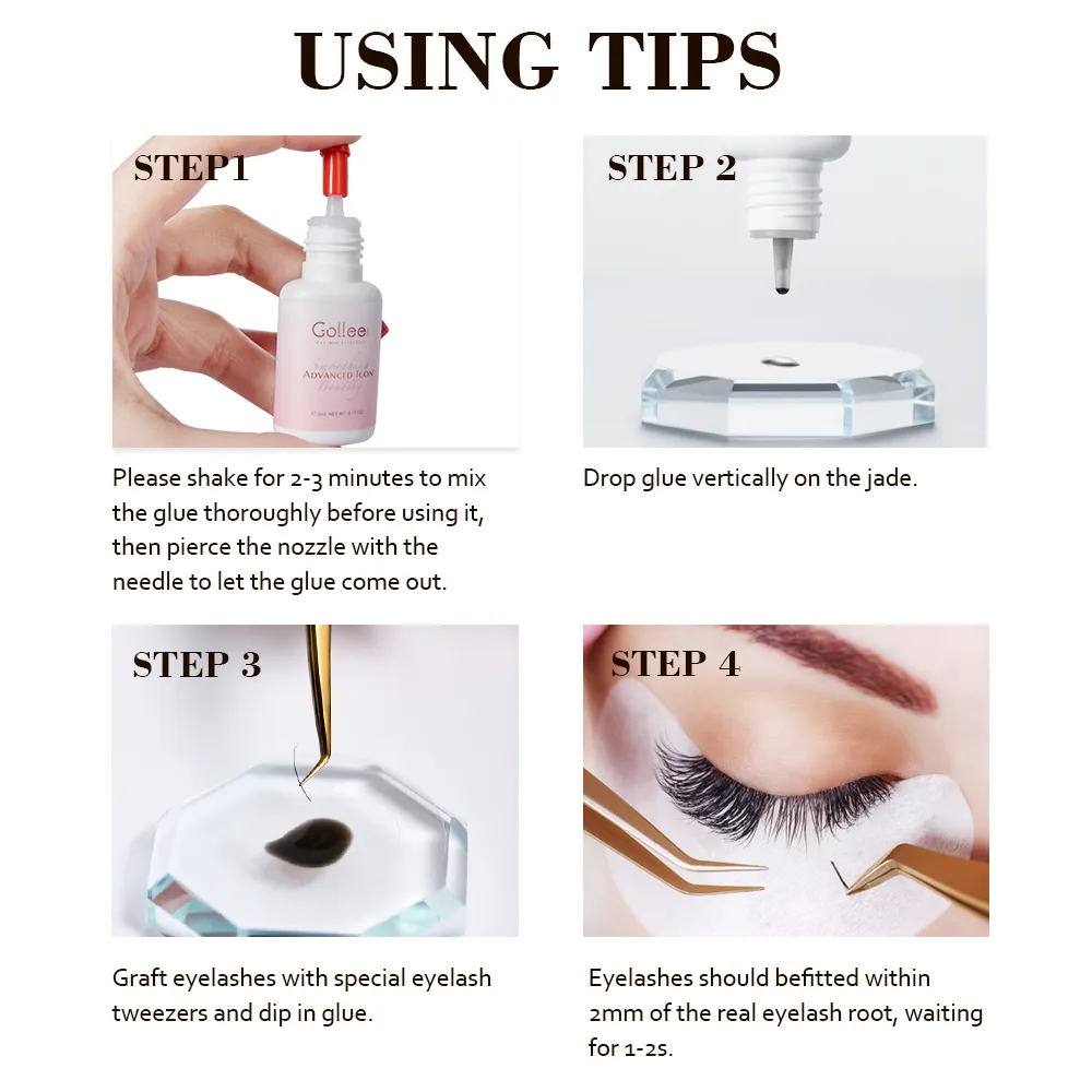 Gollee 0.5-1s Drying Eyelash Extensions Glue Latex-free Lashes Glue Professional Waterproof 6-8 Weeks Eyelash Extension Supplies — image 7