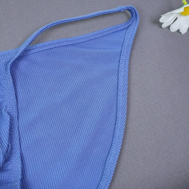 Men Fashion Ribbing Sexy High Fork Underwear Briefs U Convex Pouch Low Rise Man Comfortable Underpants Quick-drying