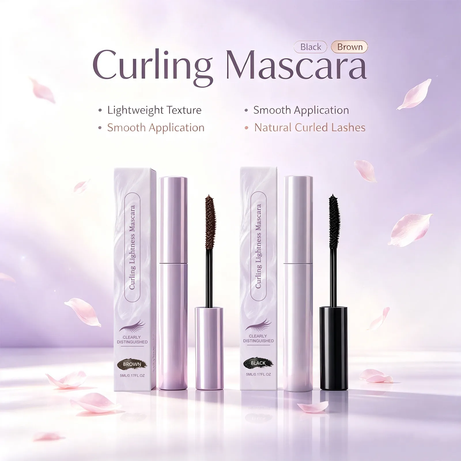 Curling Mascara Natural Lifted Lashes Waterproof Anti-Smudge Long Lasting Curling Strengthen Lashes Eye Cosmetic Black & Brown