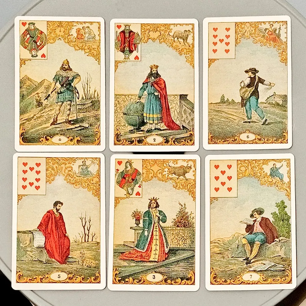 Vintage Antique Destiny Fortune Telling Cards 9*6cm 32-Card Oracle Deck Le Jeu Du Destin Antique Traditional Cartomancy Cards