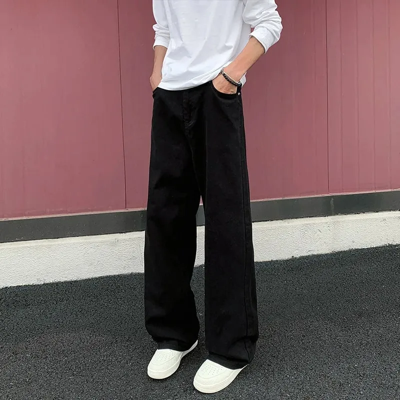 Baggy Jeans for Men Retro Style Solid White Loose Wide Leg Denim Trousers Men Casual Daily Streetwear Washed Men's Jeans Pants — image 11