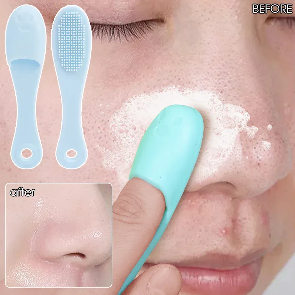Silicone Nose Brush Facial Pore Cleaner Portable Blackhead Double-sided Massage Brushes Beauty Cleaning Tool Facial Nasal Scrub — image 1
