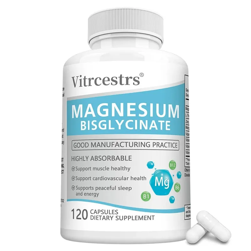 Magnesium Bisglycinate Capsules 450mg Daily Mineral Supplement Support Muscle Joint Cardiovascular and Digestive Body Wellness