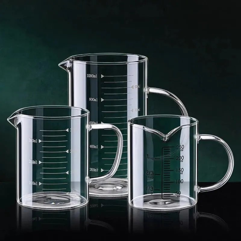 1/2pcs Glass Measuring Cup With Handle Heat-resistant Laboratory Beaker Kitchen Milk Coffe Measuring Mug 250/350/500/1000ml — image 8