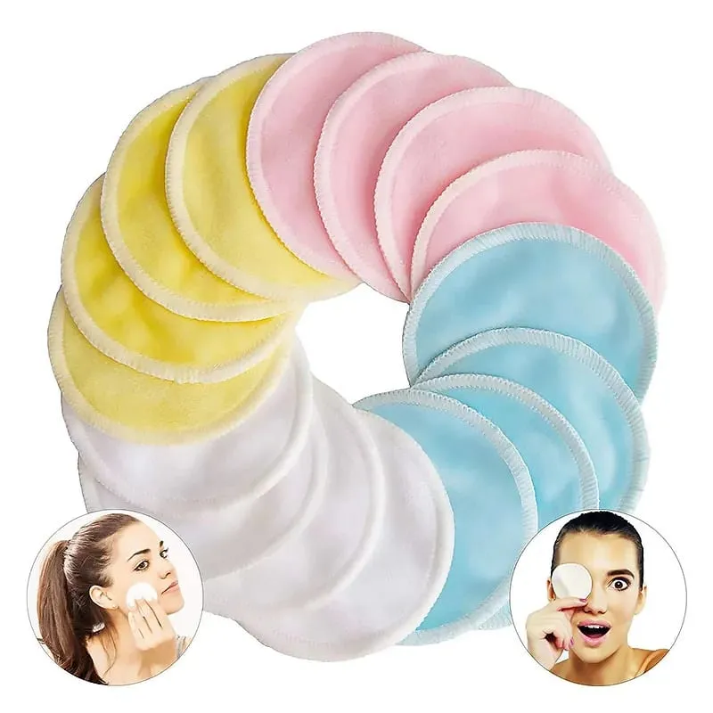 12pcs Reusable Cotton Pads Washable Makeup Remover Discs Washable Round Bamboo Make Up Pads Skin Care Tool HZM06 — image 1