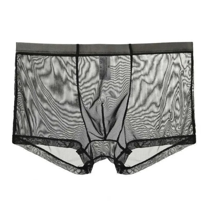 Boxer trasparenti da uomo vedono attraverso le mutande maschili sexy mesh a vita bassa seta ghiacciata sottile raffreddamento mutandine da uomo intimo da uomo — image 5