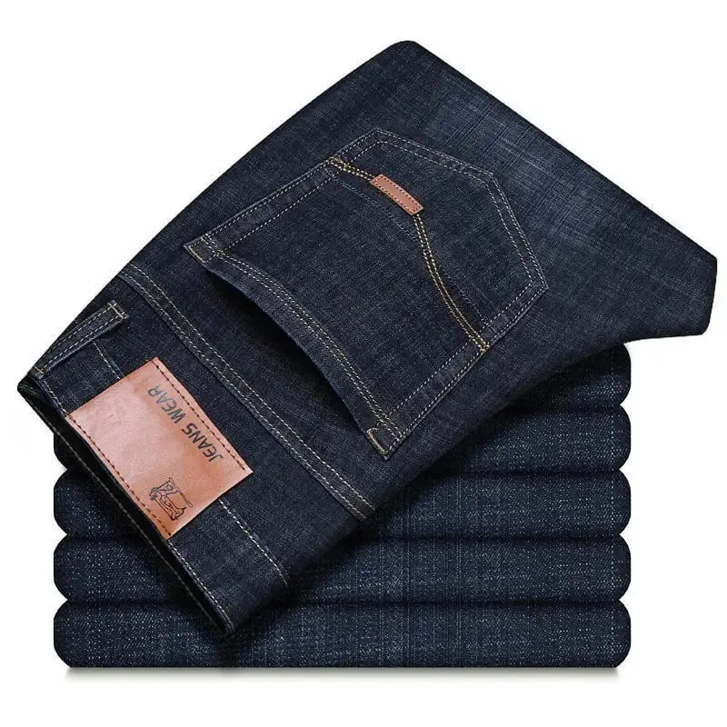 2025 New Business Men's Jeans Casual Comfortable Straight Stretch Fashion Classic Premium Blue Black Denim Pants Large Pants
