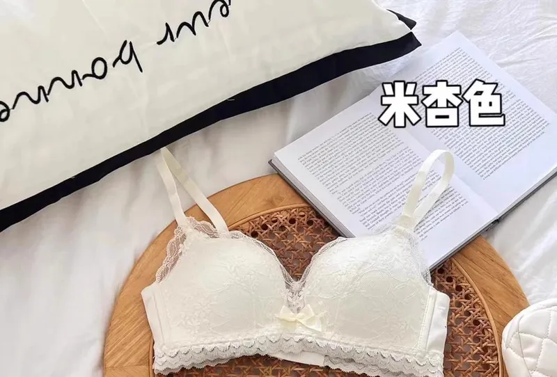 Japanese Anime Lace Bra Set Push Up Wireless Bralette Small Bust Seamless Sexy Triangle Cup Lingerie Set Spring Summer MOYISU