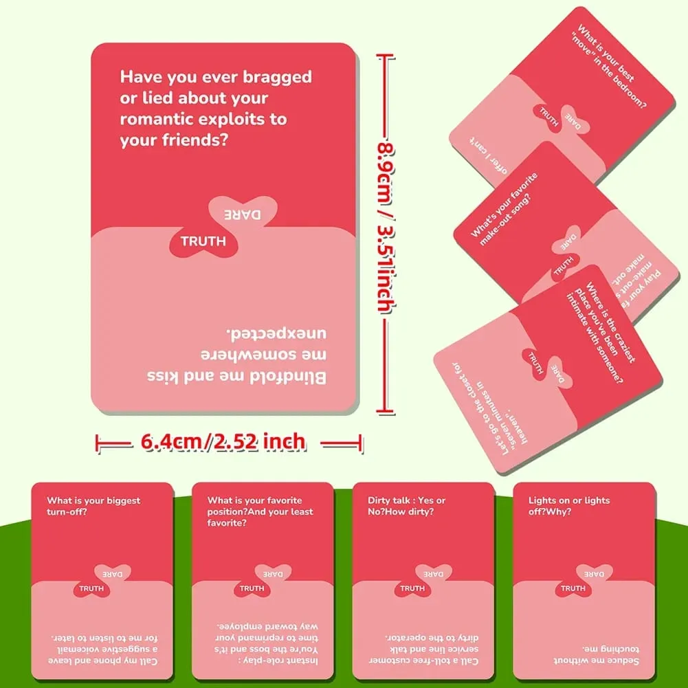 Truth or Dare for Couples Naughty Adult Party Board Game Set 50 Questions Sexy Date Night Drunk Couples Drinking Card Game 5x5cm — image 1