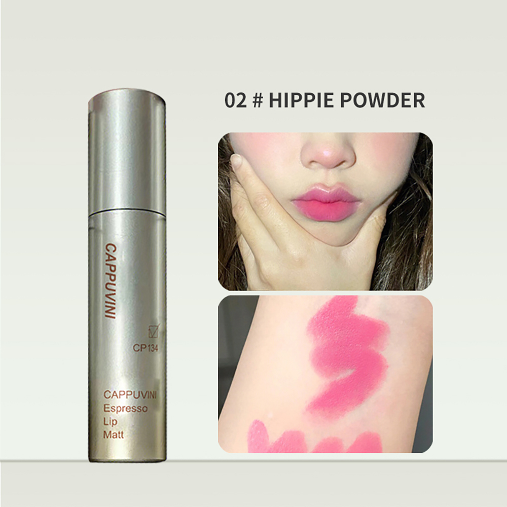Cappuvini Espresso Matte Lipstick Velvet Lip Glaze Waterproof Long-lasting Texture Smooth Glossy Makeup Setting Lip Color