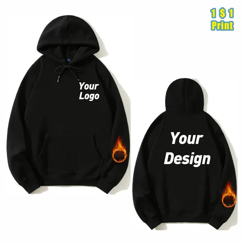 Moda impressão de alta qualidade hoodie logotipo personalizado grupo pessoal marca bordado masculino e feminino grosso 100% algodão pullovers velo