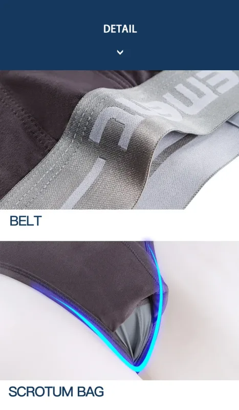 Modal cápsula elevación U convexo ropa interior para hombres bala separada hielo seda cápsula bolsa escritos