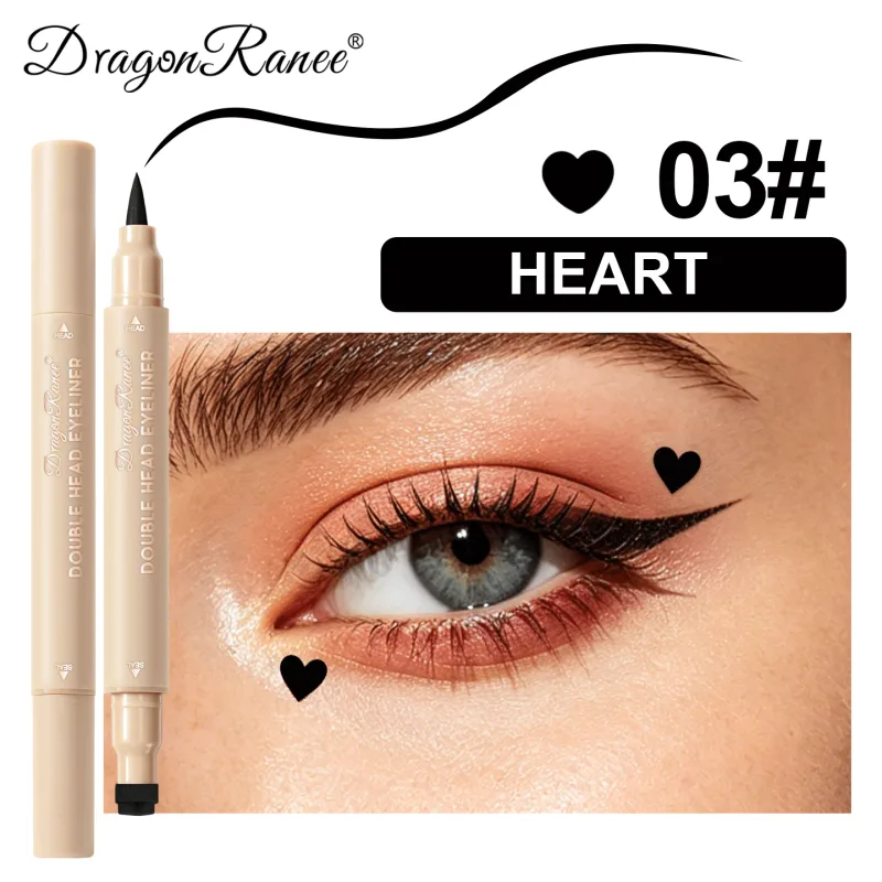 Double Head Stamp Liquid Eyeliner Smudge-Proof Quick Drying Waterproof 2 in1 Colorful Love Star Butterfly Eye Line Pencil Makeup