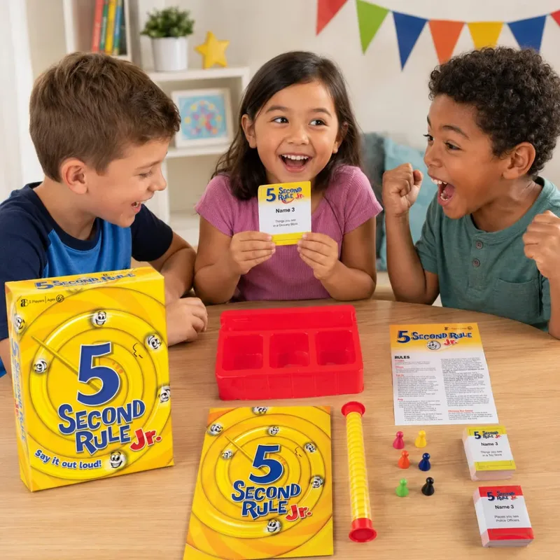 5 Second Rule Jr Kids Fast Thinking Trivia Card Board Game with Timer Family Party Educational Brain Teaser English Version — image 5