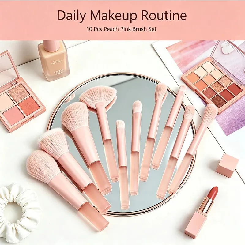10pcs Travel Makeup Brush Set Mini Makeup Brushes Travel Size Small Eyeshadow Eye Lipstick Foundation Brush Shadow Contour Blush — image 3