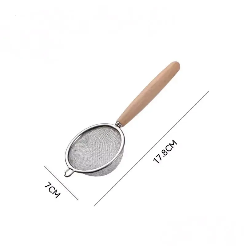 1-3pcs Wooden Handle Flour Sifter And Strainer Fine Mesh Stainless Steel for Home Baking Cooking Juice And Powder Filtering