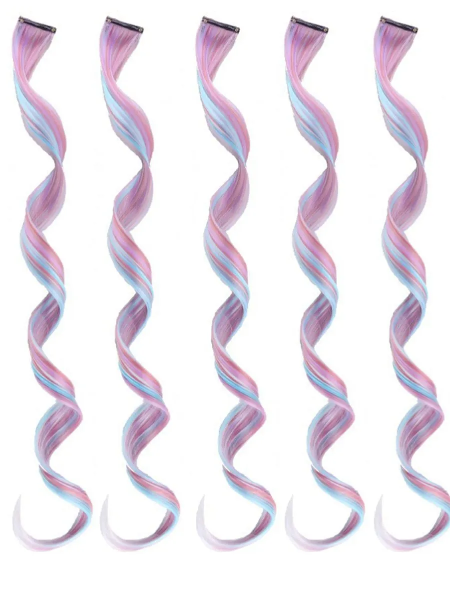 12 Pcs/lot Clip in Hair Extensions Multi-Colors Highlights Synthetic Hair 22 inch Rainbow Hairpieces for Girls Women Kids — image 19