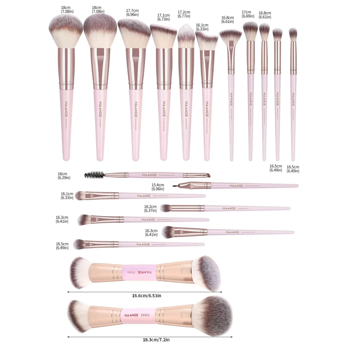 20pcs Professional Makeup Brush Set with Storage Bag Foundation Brush Powder Brush Eyeshadow Brush Basic Makeup Brushes