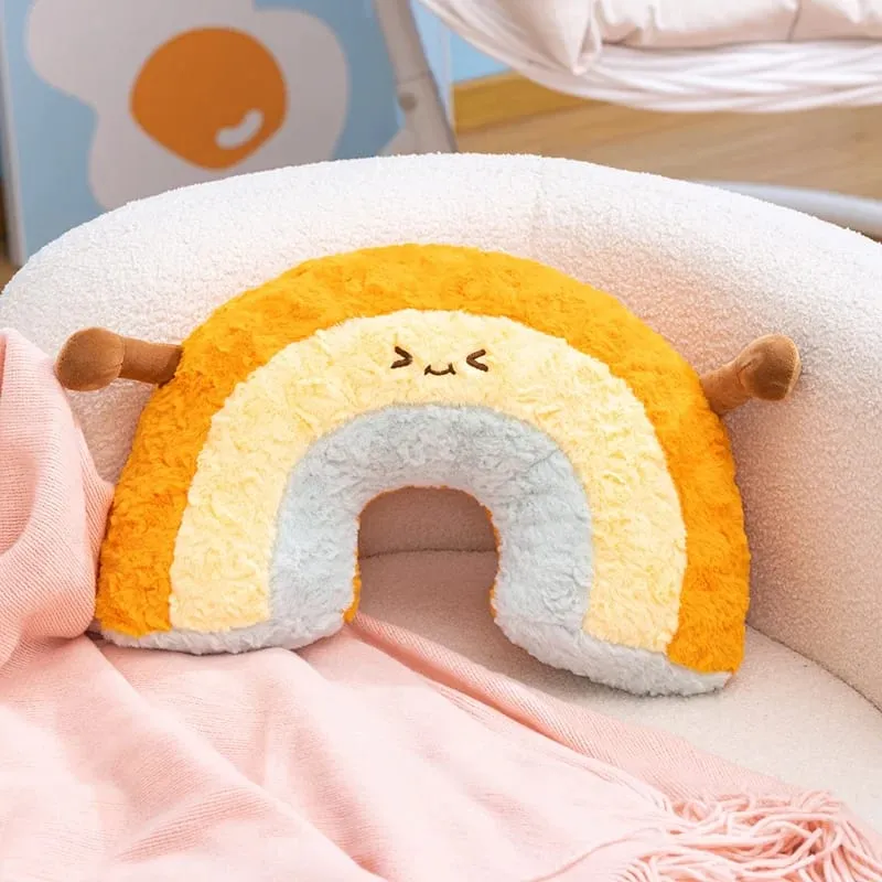 Cute Cartoon Rainbow Cloud Pillow Kawaii Stuffed Pillow Soft Filling Home Office Car Sleeping Pillow Backrest Good Gifts