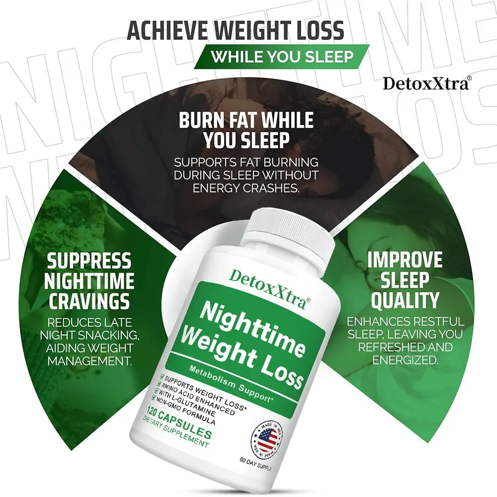 Nighttime Fat Burner Capsules Muscle Recovery Appetite Suppressant Metabolism Booster Relaxation & Restful Sleep Support — image 2