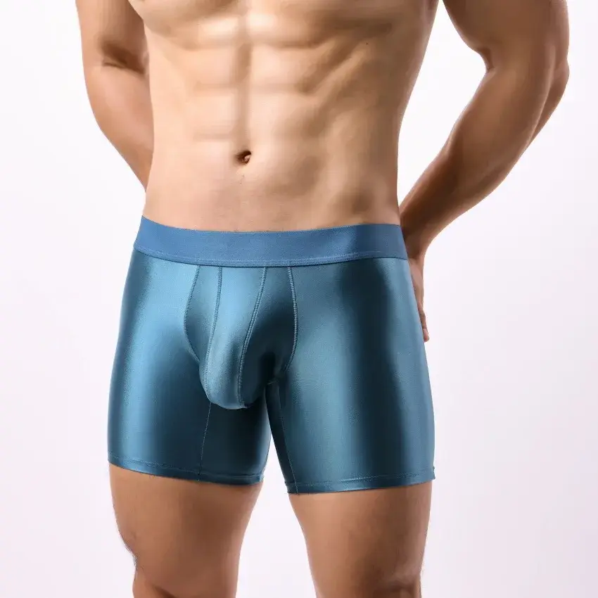 Celana Dalam Pria Boxer Celana Dalam Kantung U Solid untuk Pria Celana Pendek Boxer Kaki Diperpanjang Celana Dalam Olahraga Pinggang Tengah Homme Pria M-XXL