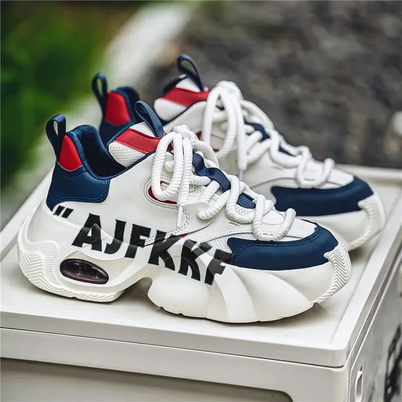 Two Tone Men Casual Sneakers Thick Sole Height Increase Air Cushion Breathable Fashion Daily Sports Shoes — image 4