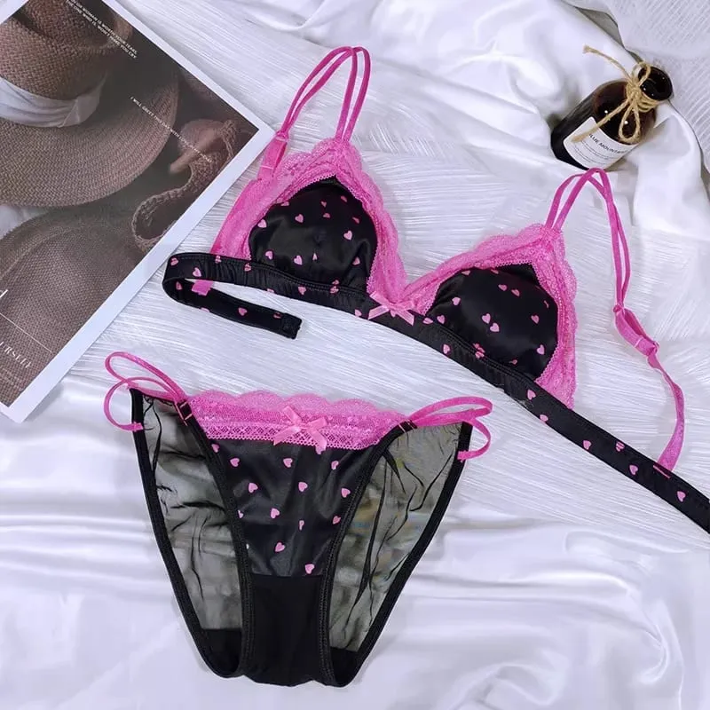 Classic French Bralette Without Underwire Elegant Lace Small Cup Lingerie Fashion Girl 3-Piece Bra Set with Soft Shaped Cup — image 5