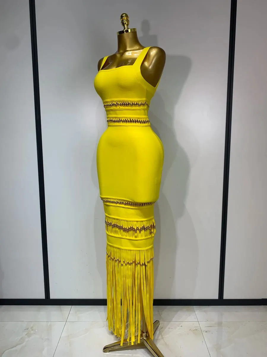 Kvinder Ærmeløs Sexet Firkantet Krave kvast Bodycon Bandage Kjole Berømthed Elegant Aftenfest Højkvalitets fødselsdagskjole