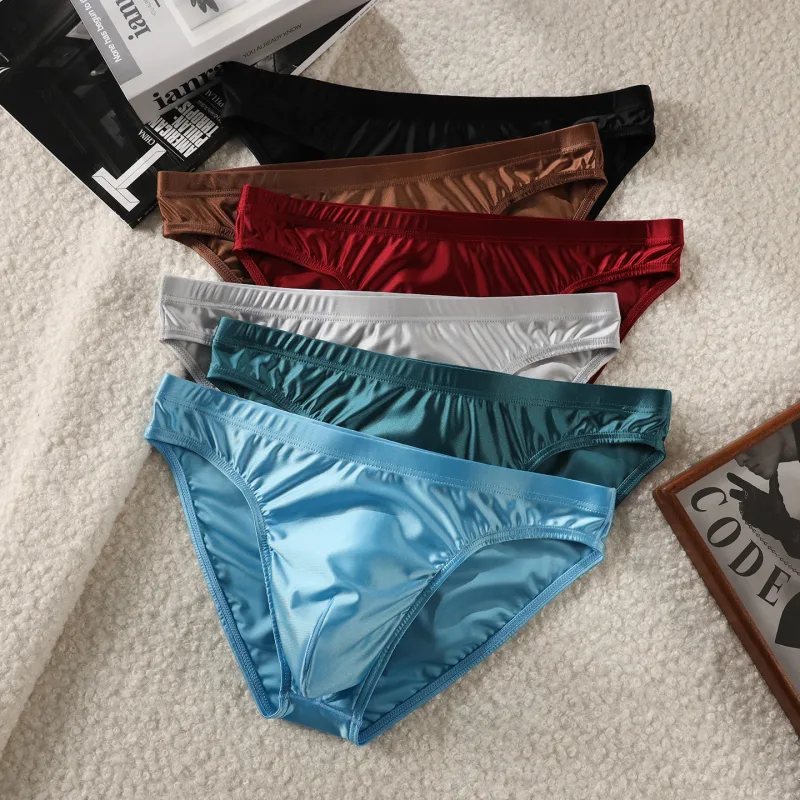 3pcs Men's Ice Silk Briefs Underwear U Pouch Low Waist Ropa Interior Hombre Bikini Mens Slips Cuecas Sissy Panties for Male — image 8