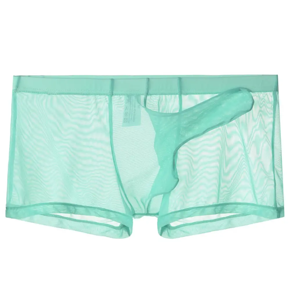 Biancheria intima leggera trasparente da uomo sexy in rete trasparente trasparente con boxer traspiranti, mutandine boxer maschili con separazione di proiettili — image 11