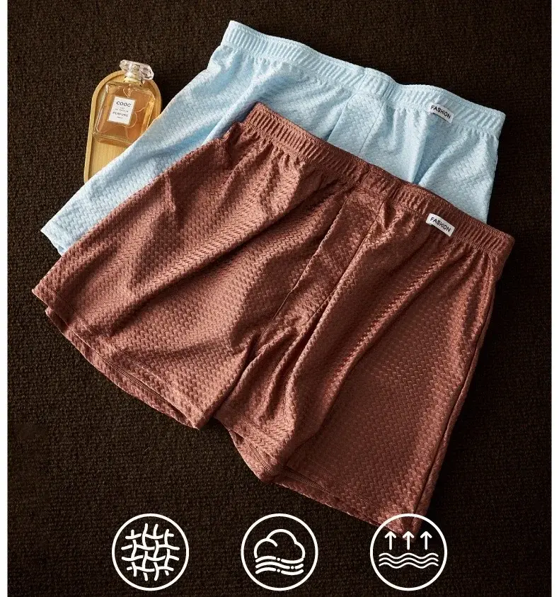 2 paket erkek Buz Ipek Boksörler Orta Katlı Gevşek Fit Yaz Serin Trendy Parlak İç Giyim Pijama Erkek Külot