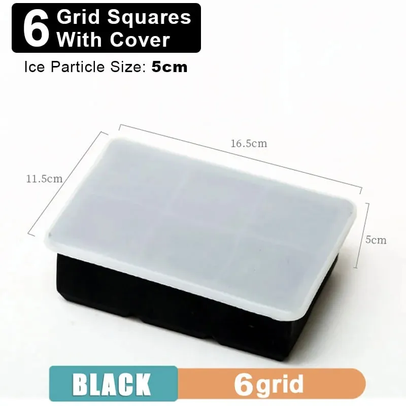 4/6/8/15 Grid Big Ice Tray Mold Giant Jumbo Large Food Grade Silicone Ice Cube Square Tray Mold DIY Ice Maker Ice Cube Tray