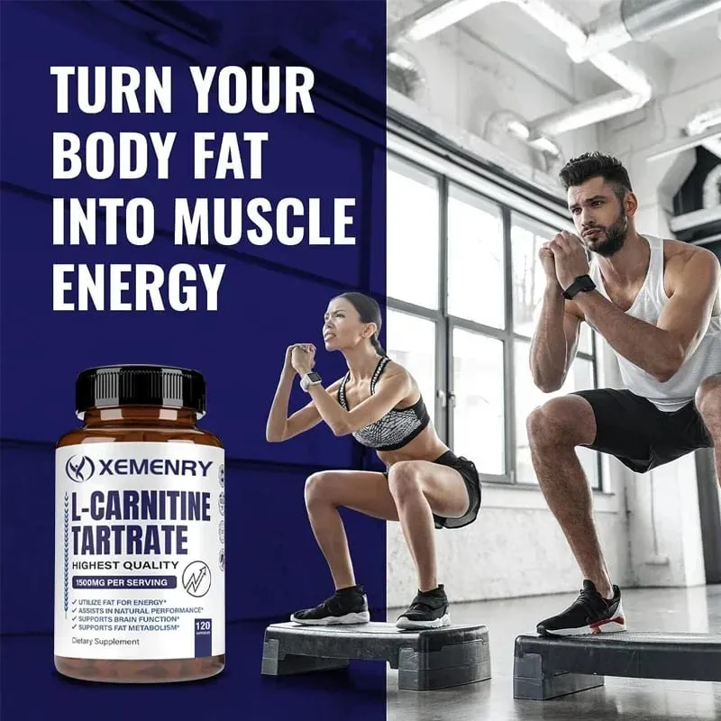 Cápsulas Premium de Tartarato de L-Carnitina 1500 mg - A produção de energia natural apoia o metabolismo