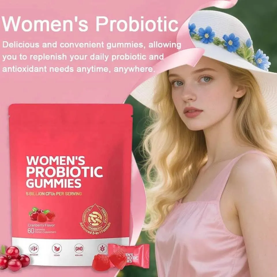 Women Probiotic Gummies With Cranberry For Vaginal & Urinary Health Digestive Health Support Berry Flavor Dietary Supplement