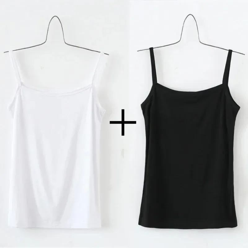Women Sexy Milk Silk Tops Spaghetti Strap Tops Solid Color Strap Slim Vest Female Basic Tanks Bra Underwear Summer Base Shirt — image 14