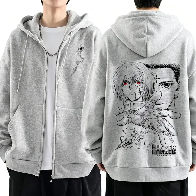 Anime Hunter X Hunter Kurapika Chrollo Lucilfer Zipper Hoodies Men Women Clothing Oversized Fleece Zip Up Hooded Sweatshirt Coat