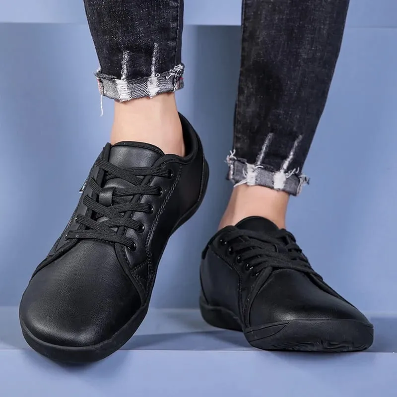 Oiaano Wide Toe Men Minimalist Shoes Comfortable Sneakers Leather Casual Shoes Black Slip On Leisure Loafers Drive Office — image 5