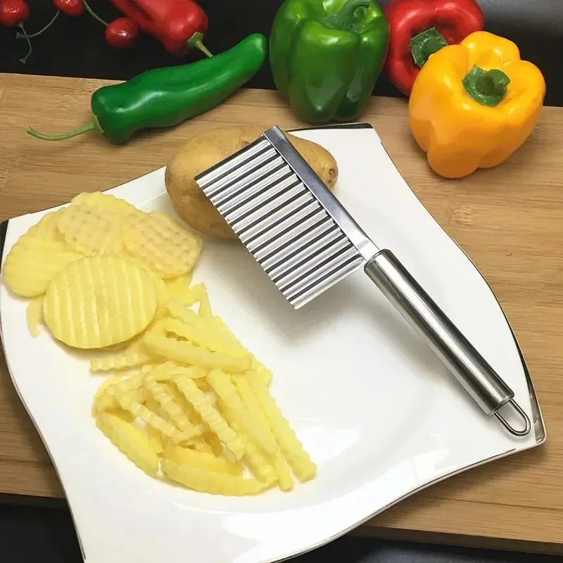 Stainless Steel Wave Potato Slicer Vegetable Cutter Potato French Fries Cutter Gadget Accessories Supplies Kitchen Cooking Tools — image 8