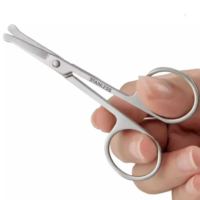 Stainless Steel Round Safety Nose Hair Scissors Makeup Tool Eyebrow Scissor-1Pcs — image 2