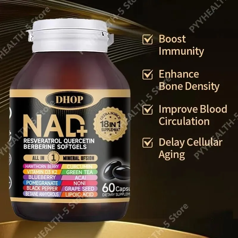 NAD+ Softgels with Resveratrol Quercetin Berberine Softgels 18-in-1 Supplement for Overall Health Support 60 Capsules — image 2